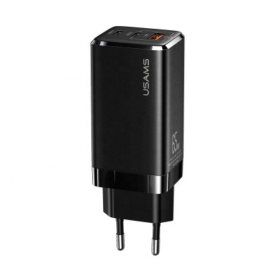 USAMS Quality 3 IN 1 USB Type C 65W GaN Wall Travel Fast GaN charger for Laptop Tablet Phone mobile charger